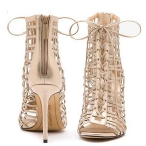 Karl Lagerfeld Gold Cage Sandals Women's Heels Sz 7.5